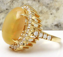 Load image into Gallery viewer, 10.50 Carats Natural Impressive Ethiopian Opal and Diamond 14K Solid Yellow Gold Ring