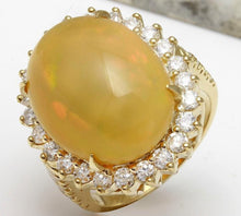 Load image into Gallery viewer, 10.50 Carats Natural Impressive Ethiopian Opal and Diamond 14K Solid Yellow Gold Ring