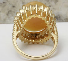 Load image into Gallery viewer, 10.50 Carats Natural Impressive Ethiopian Opal and Diamond 14K Solid Yellow Gold Ring
