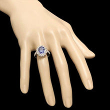 Load image into Gallery viewer, 3.80 Carats Natural Tanzanite and Diamond 18K Solid White Gold Ring