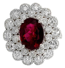 Load image into Gallery viewer, 4.00 Carats Natural Very Nice Looking Tourmaline and Diamond 14K Solid White Gold Ring