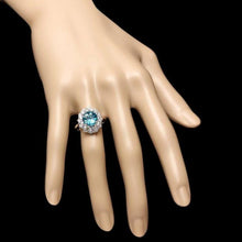 Load image into Gallery viewer, 6.70 Carats Natural Blue Zircon and Diamond 14K Solid White Gold Ring