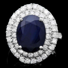 Load image into Gallery viewer, 9.40 Carats Natural Blue Sapphire and Diamond 14K Solid White Gold Ring
