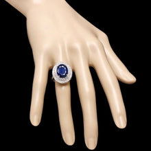 Load image into Gallery viewer, 9.40 Carats Natural Blue Sapphire and Diamond 14K Solid White Gold Ring