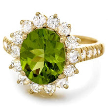 Load image into Gallery viewer, 4.60 Carats Natural Peridot and Diamond 14K Solid Yellow Gold Ring