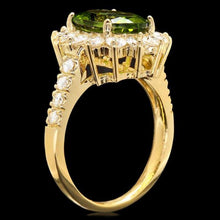 Load image into Gallery viewer, 4.60 Carats Natural Peridot and Diamond 14K Solid Yellow Gold Ring
