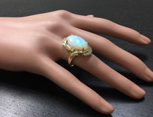 Load image into Gallery viewer, 5.35 Carats Natural Impressive Ethiopian Opal and Diamond 14K Solid Yellow Gold Ring