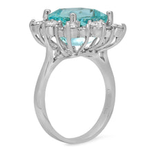Load image into Gallery viewer, 7.00 Carats Natural Aquamarine and Diamond 14K Solid White Gold Ring
