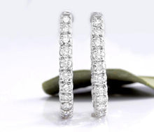 Load image into Gallery viewer, Exquisite 3.25 Carats Natural Diamond 14K Solid White Gold Hoop Earrings