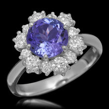 Load image into Gallery viewer, 2.80 Carats Natural Tanzanite and Diamond 14K Solid White Gold Ring