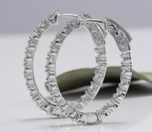 Load image into Gallery viewer, Exquisite 3.25 Carats Natural Diamond 14K Solid White Gold Hoop Earrings