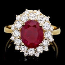 Load image into Gallery viewer, 3.00 Carats Natural Red Ruby and Diamond 14K Solid Yellow Gold Ring