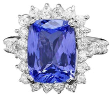 Load image into Gallery viewer, 6.00 Carats Natural Tanzanite and Diamond 14K Solid White Gold Ring