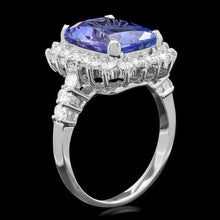 Load image into Gallery viewer, 6.00 Carats Natural Tanzanite and Diamond 14K Solid White Gold Ring