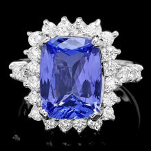 Load image into Gallery viewer, 6.00 Carats Natural Tanzanite and Diamond 14K Solid White Gold Ring