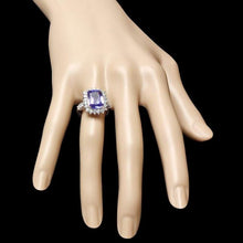 Load image into Gallery viewer, 6.00 Carats Natural Tanzanite and Diamond 14K Solid White Gold Ring