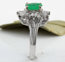 Load image into Gallery viewer, 2.65 Carats Natural Colombian Emerald and Diamond 14K Solid White Gold Ring