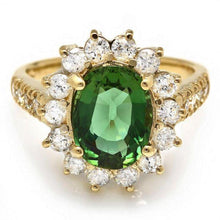 Load image into Gallery viewer, 3.20 Carats Natural Green Tourmaline and Diamond 14K Solid Yellow Gold Ring