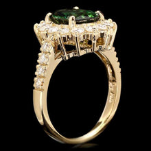 Load image into Gallery viewer, 3.20 Carats Natural Green Tourmaline and Diamond 14K Solid Yellow Gold Ring