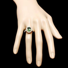 Load image into Gallery viewer, 3.20 Carats Natural Green Tourmaline and Diamond 14K Solid Yellow Gold Ring