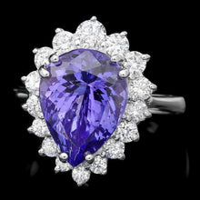 Load image into Gallery viewer, 6.30 Carats Natural Tanzanite and Diamond 14K Solid White Gold Ring