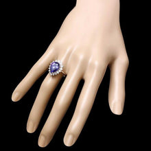 Load image into Gallery viewer, 6.30 Carats Natural Tanzanite and Diamond 14K Solid White Gold Ring