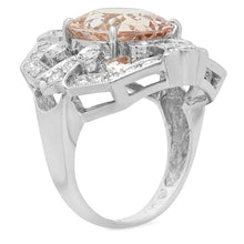 Load image into Gallery viewer, 7.90 Carats Natural Morganite and Diamond 14K Solid White Gold Ring