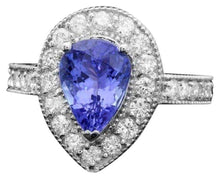 Load image into Gallery viewer, 3.30 Carats Natural Tanzanite and Diamond 14K Solid White Gold Ring
