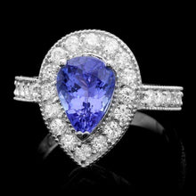 Load image into Gallery viewer, 3.30 Carats Natural Tanzanite and Diamond 14K Solid White Gold Ring