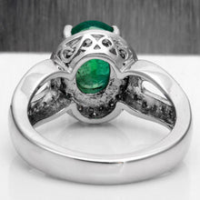 Load image into Gallery viewer, 2.90 Carats Natural Emerald and Diamond 14K Solid White Gold Ring