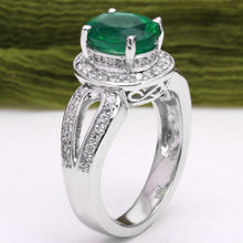 Load image into Gallery viewer, 2.90 Carats Natural Emerald and Diamond 14K Solid White Gold Ring