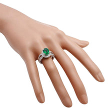 Load image into Gallery viewer, 2.90 Carats Natural Emerald and Diamond 14K Solid White Gold Ring