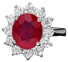 Load image into Gallery viewer, 6.60 Carats Natural Red Ruby and Diamond 14K Solid White Gold Ring