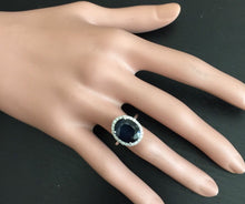 Load image into Gallery viewer, 7.50 Carats Exquisite Natural Blue Sapphire and Diamond 14K Solid White Gold Ring