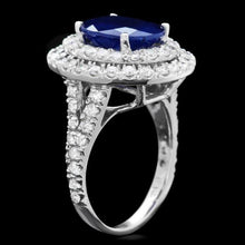 Load image into Gallery viewer, 7.90 Carats Natural Blue Sapphire and Diamond 14K Solid White Gold Ring