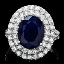 Load image into Gallery viewer, 7.90 Carats Natural Blue Sapphire and Diamond 14K Solid White Gold Ring