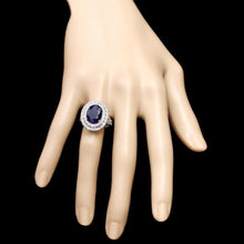 Load image into Gallery viewer, 7.90 Carats Natural Blue Sapphire and Diamond 14K Solid White Gold Ring