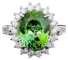 Load image into Gallery viewer, 9.30 Carats Natural Green Tourmaline and Diamond 14K Solid White Gold Ring