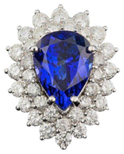 Load image into Gallery viewer, 8.70 Carats Natural Tanzanite and Diamond 18K Solid White Gold Ring