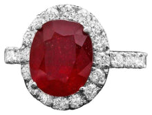 Load image into Gallery viewer, 6.20 Carats Natural Red Ruby and Diamond 14K Solid White Gold Ring