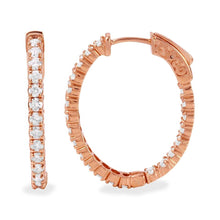 Load image into Gallery viewer, Exquisite 2.32 Carats Natural Diamond 14K Solid Rose Gold Hoop Earrings