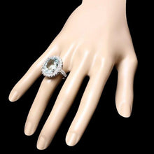 Load image into Gallery viewer, 13.00 Carats Natural Aquamarine and Diamond 14K Solid White Gold Ring