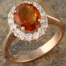 Load image into Gallery viewer, 2.35 Carats Exquisite Natural Madeira Citrine and Diamond 14K Solid Rose Gold Ring