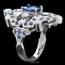 Load image into Gallery viewer, 3.00 Carats Natural Blue Sapphire and Diamond 14K Solid White Gold Ring