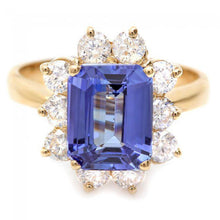 Load image into Gallery viewer, 3.60 Carats Natural Tanzanite and Diamond 14K Solid Yellow Gold Ring