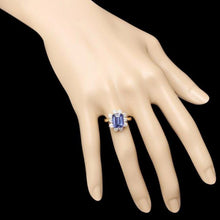 Load image into Gallery viewer, 3.60 Carats Natural Tanzanite and Diamond 14K Solid Yellow Gold Ring