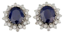 Load image into Gallery viewer, 8.10 Carats Natural Sapphire and Diamond 14K Solid White Gold Earrings