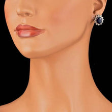 Load image into Gallery viewer, 8.10 Carats Natural Sapphire and Diamond 14K Solid White Gold Earrings