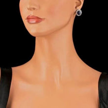Load image into Gallery viewer, 8.10 Carats Natural Sapphire and Diamond 14K Solid White Gold Earrings