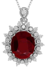 Load image into Gallery viewer, 6.20Ct Natural Red Ruby and Diamond 14K Solid White Gold Pendant